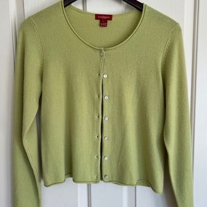 Sundance spring green cashmere cardigan sweater LG
